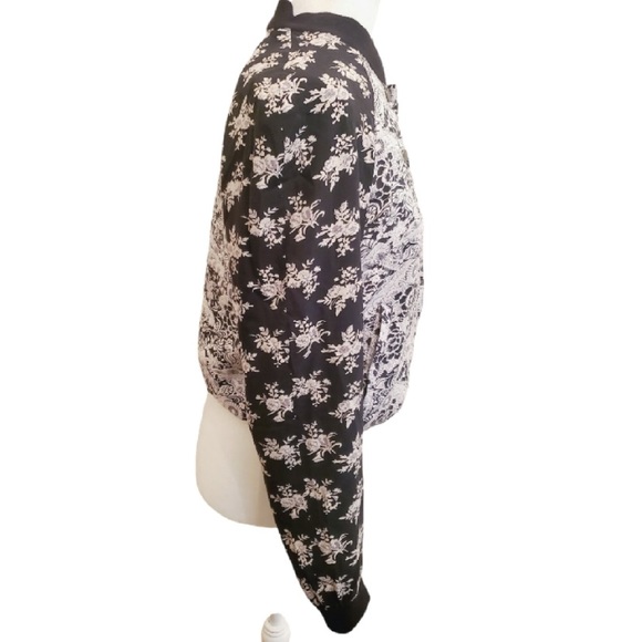 Free People black bomber jacket floral small - Picture 4 of 7